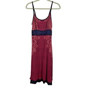Athleta Dress Women's M Pink Black Straps‎ Stretch Casual Athleisure Beach Lined